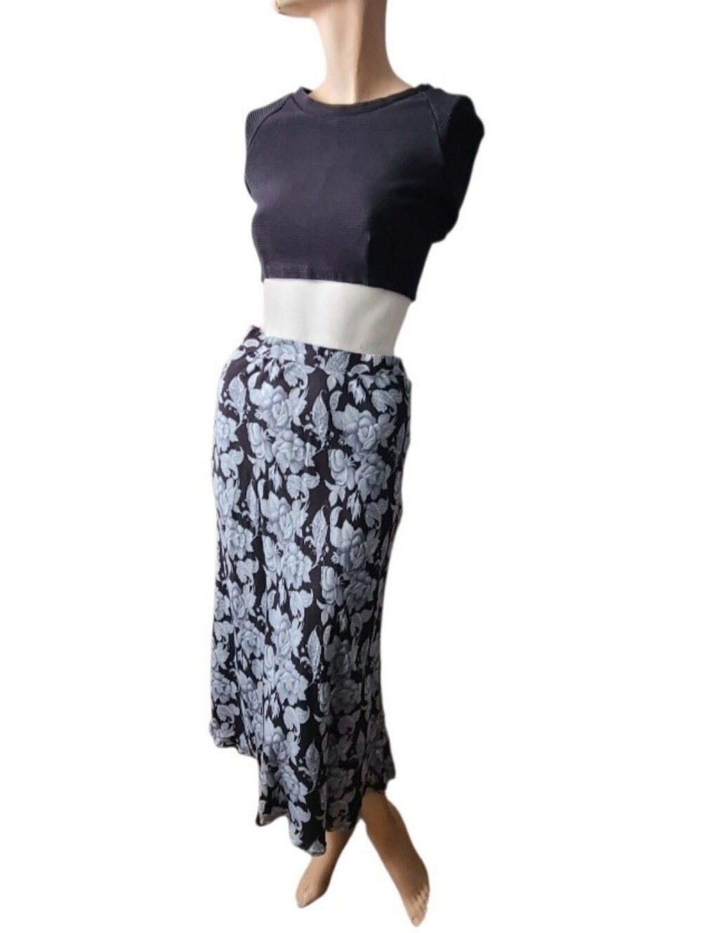 💫 Vtg 90s Whimsigoth Floral Paisley Grunge Maxi Skirt Handmade S / XS